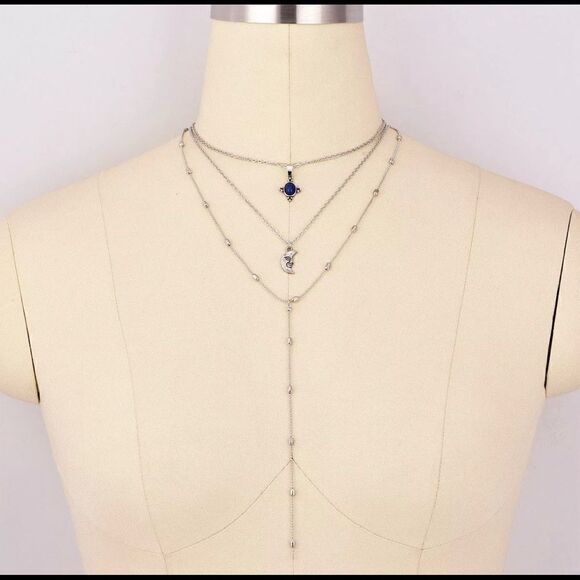 Silver Turquoise Layered Necklace  - Picture 4 of 4